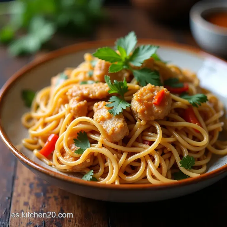 Fideos Saludables y Sabrosos Lo Mein de Pollo al Estilo Cantones