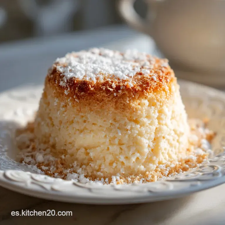 Two soft, spongey Magdalenas on a white plate, alongside a steaming mug, showcasing the baked good's fluffy texture.
