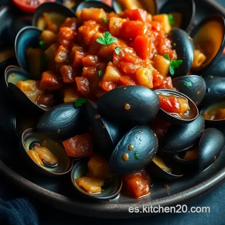 Mejillones En Salsa Brava Casera presentation