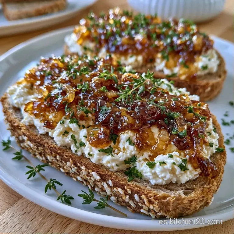 Tostadas crujientes alineadas con queso fundido blanco y cebolla ámbar brillante, adornadas con hojas verdes frescas.