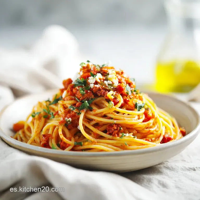A perfectly portioned swirl of pasta crowned with grated pecorino and a single basil leaf.