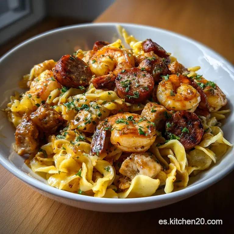 Receta De Cajun Pasta: Cremosa Picante Y Con Triple Prote&iacute;na presentation