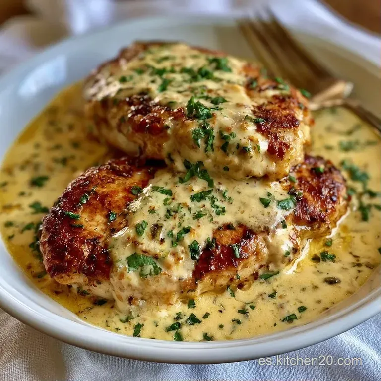 Filetes de pollo jugosos cubiertos de queso fundido, acompa&ntilde;ados de esp&aacute;rragos verdes en un plato de cer&aacute;mica blanca.