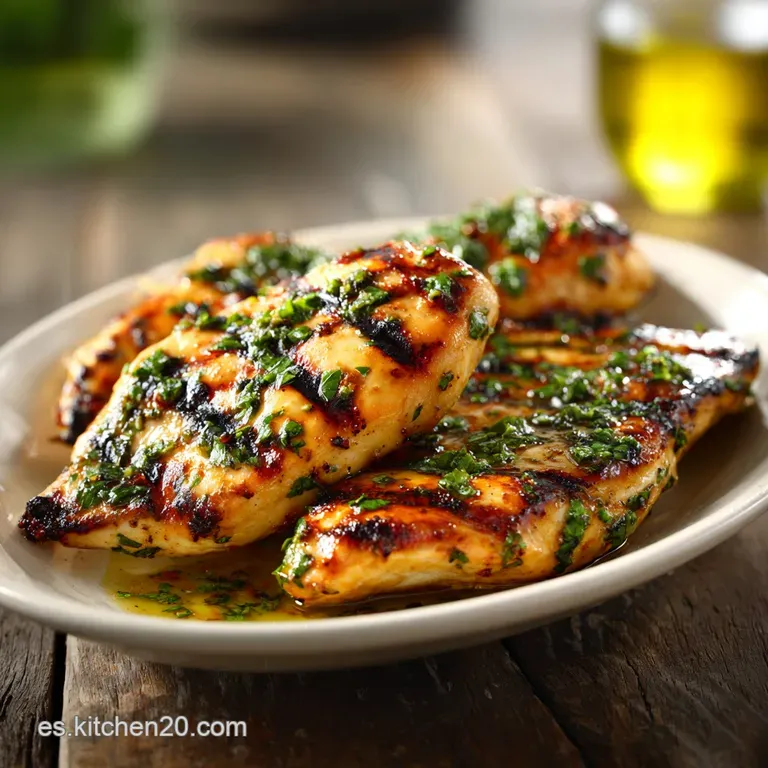 Perfectly seared chicken breast with glistening, rich sauce, elegantly plated with a vibrant green salad and microgreens.