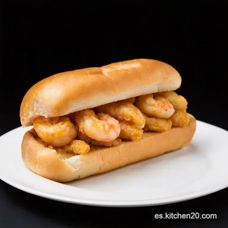 Po Boy de Camarones Fritos con Salsa Remoulade de Infarto