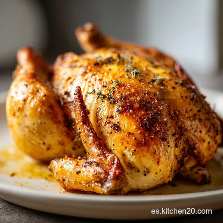 Juicy, browned roast chicken portion on a plate, next to vibrant vegetables, creating a colorful, appetizing, and elegant ...