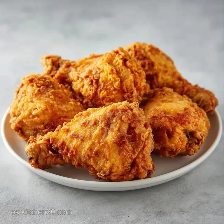 Pollo frito de color &aacute;mbar sobre una base de lechuga fresca con un dip cremoso al lado en un plato de cer&aacute;mica mate.