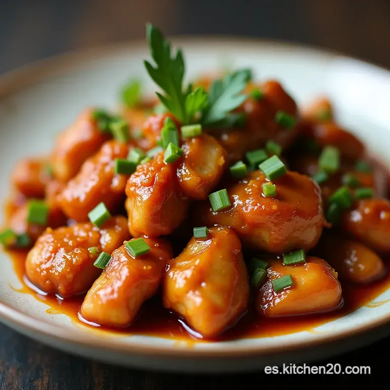 Pollo Hunan Cl&aacute;sico Salteado Explosivo Dulce y Ligeramente Ahumado