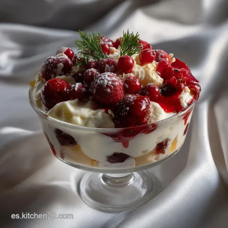 A single serving of velvety mascarpone dessert elegantly plated with vibrant berries and a sprig of mint, creating a stunn...