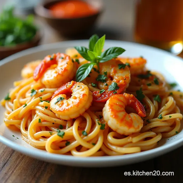 Rasta Pasta con Camarones Sabor Jamaiquino