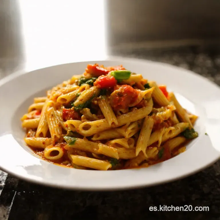 Rasta Pasta Con Pollo Jerk Una Explosi&oacute;n De Sabor presentation