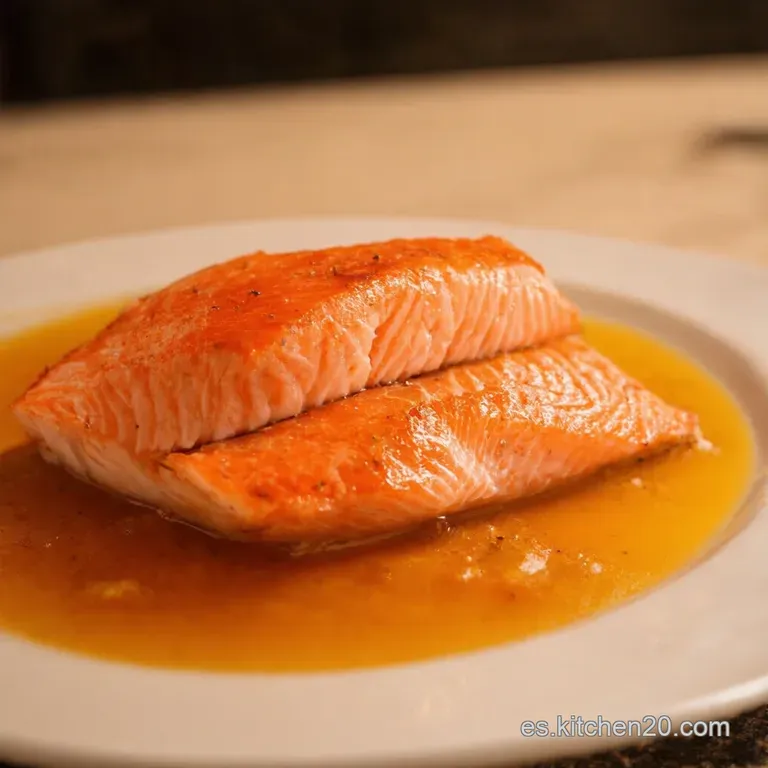 Salm&oacute;n Al Horno Con Salsa De Miel Y Mostaza presentation