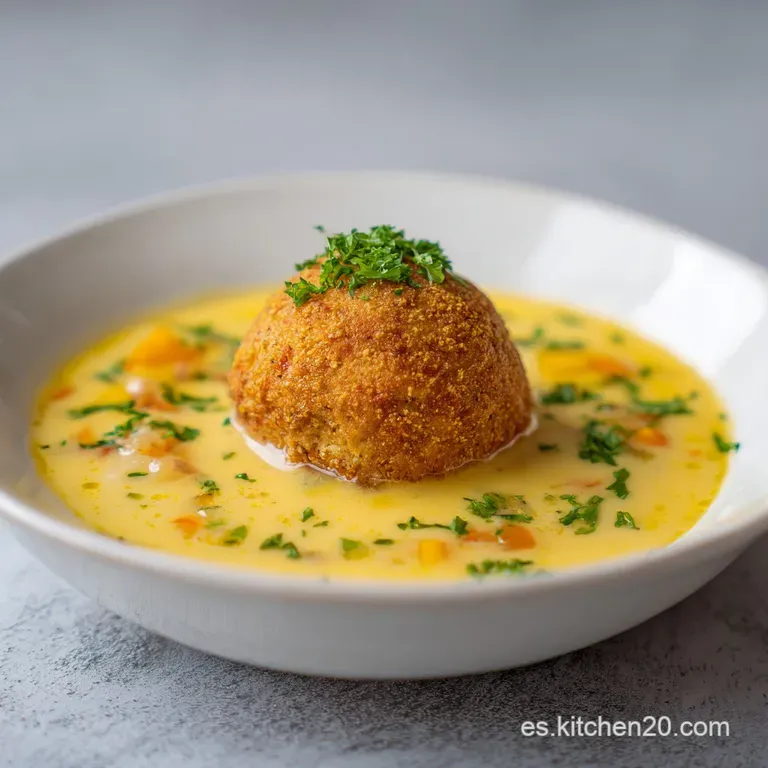 Sopa De Alb&oacute;ndigas De Queso: Caldo Vibrante