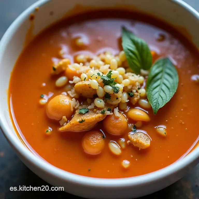 Sopa Azteca Picante Con Pollo Desmenuzado Ma&iacute;z Dulce y Chipotle Ahumado