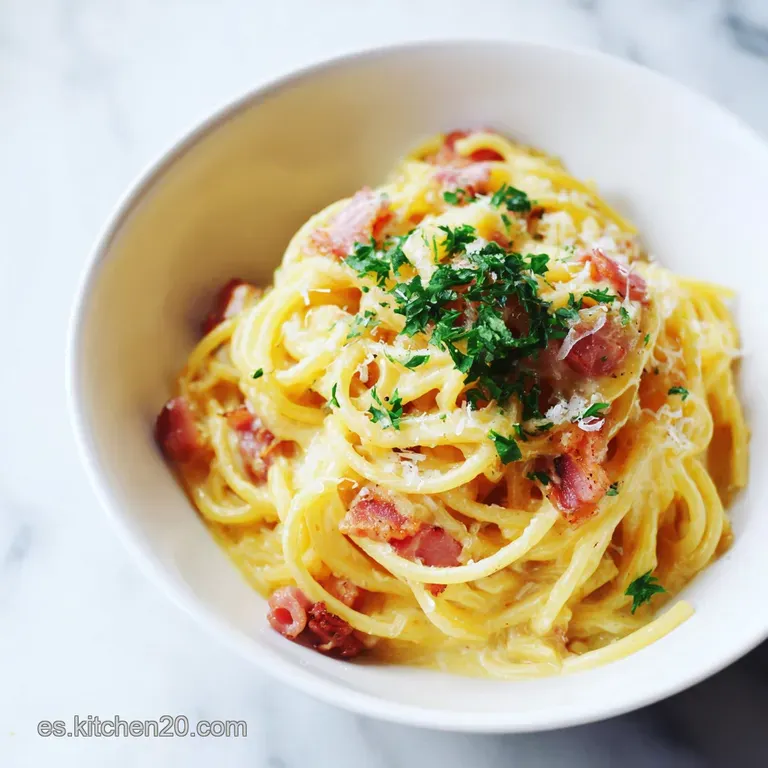 A generous swirl of spaghetti carbonara, glistening with sauce, topped with a vibrant egg yolk and pecorino cheese.