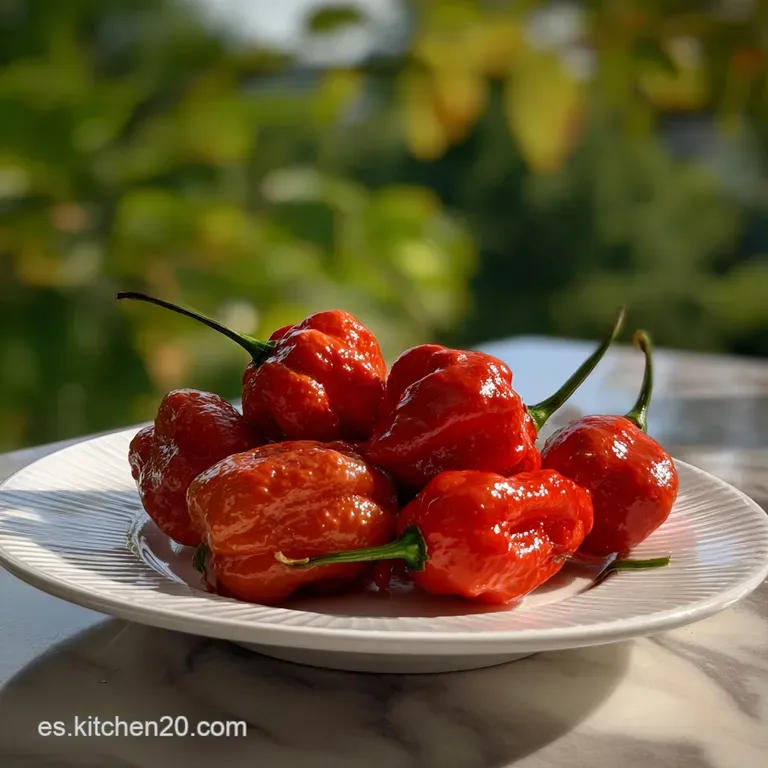 Small, elegant white ramekin filled with crimson sriracha, garnished with a single, vivid red pepper slice. Artistic plating.