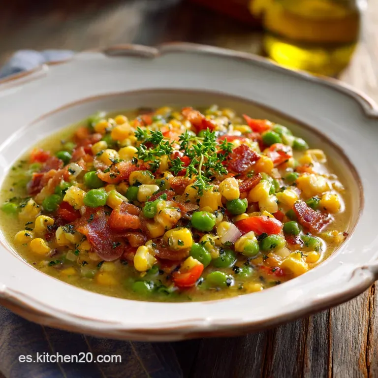 Succotash De Lujo: La Receta Cremosa Con Ma&iacute;z Pallares Y Tocino presentation