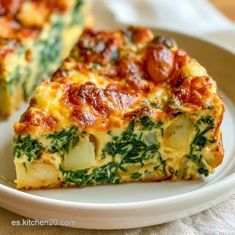 Tortilla Patata Espinacas con Cebolla