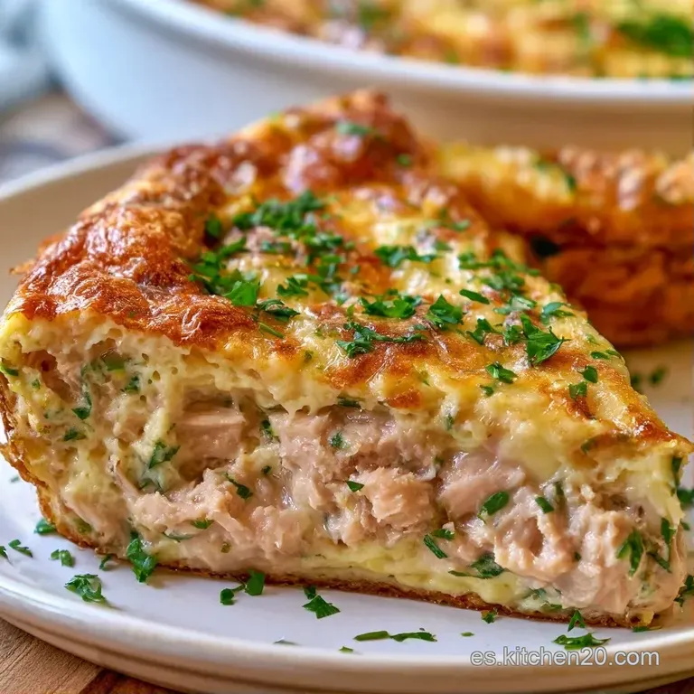Porción de tortilla amarilla brillante en plato minimalista, adornada con perejil fresco y ensalada verde crujiente.